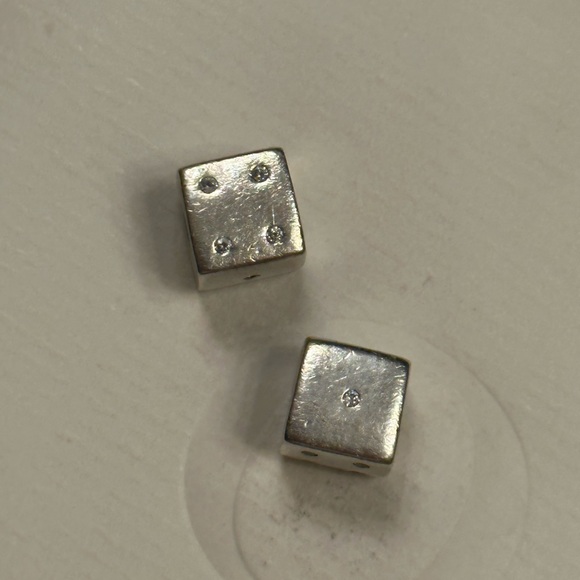1 Authentic Retired Pandora Sterling Silver & Clear CZ Die Dice Charm - Picture 4 of 4
